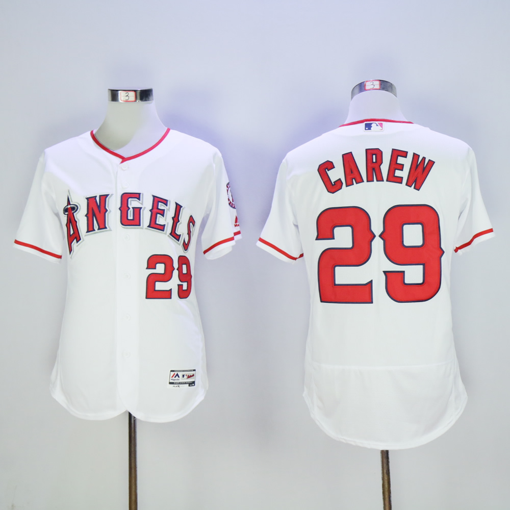 Men Los Angeles Angels 29 Carew White MLB Jerseys